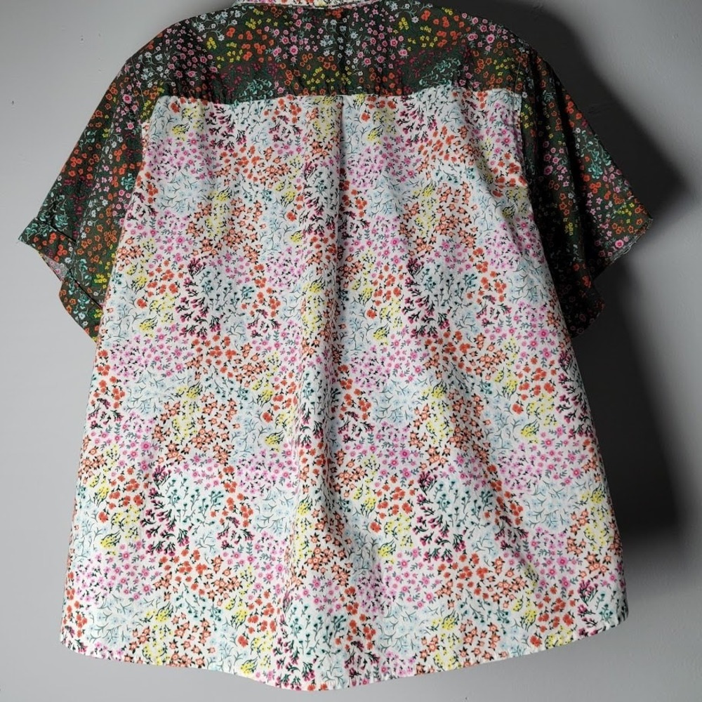 Lands' End Pajama Top‎ 1X Floral Button Front Cotton India Cottagecore Soft - Picture 5 of 7